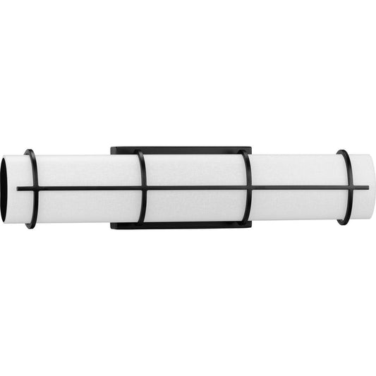 PROGRESS LIGHTING P300332-031-30 Black Grid LED Collection 22-inch Black and White Linen Acrylic Modern Style Bath Vanity Wall Light