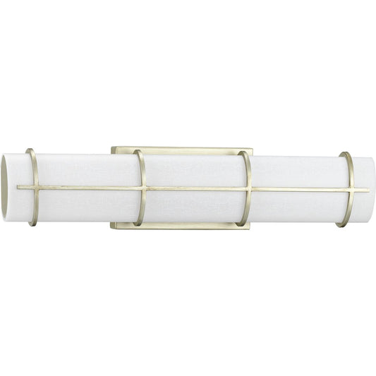 PROGRESS LIGHTING P300332-134-30 Silver Ridge Grid LED Collection 22-inch Silver Ridge and White Linen Acrylic Modern Style Bath Vanity Wall Light