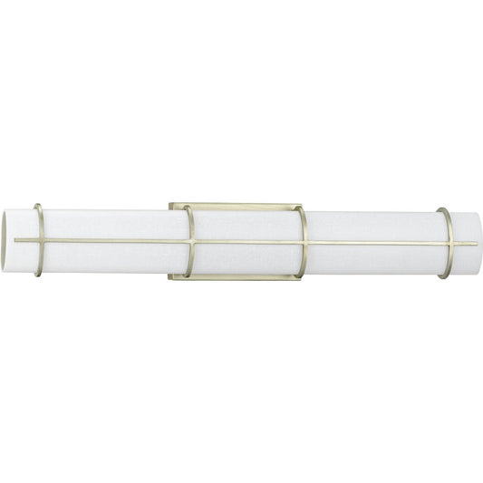 PROGRESS LIGHTING P300333-134-30 Silver Ridge Grid LED Collection 30-inch Silver Ridge and White Linen Acrylic Modern Style Bath Vanity Wall Light