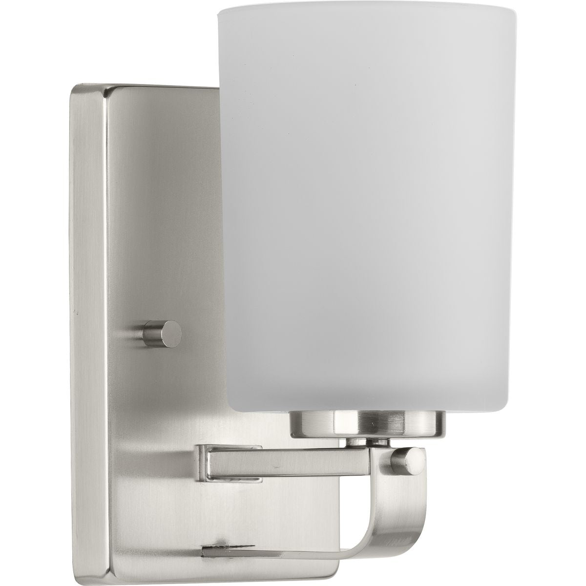 PROGRESS LIGHTING P300341-009 Brushed Nickel League Collection One-Light Brushed Nickel and Etched Glass Modern Farmhouse Bath Vanity Light
