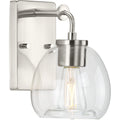 PROGRESS LIGHTING P300345-009 Brushed Nickel Caisson Collection One-Light Brushed Nickel Clear Glass Urban Industrial Bath Vanity Light