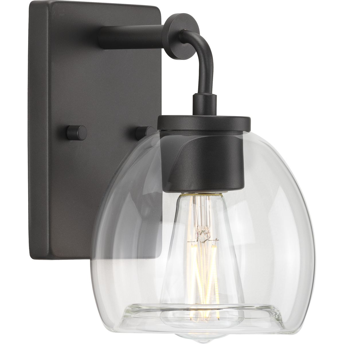 PROGRESS LIGHTING P300345-143 Graphite Caisson Collection One-Light Graphite Clear Glass Urban Industrial Bath Vanity Light