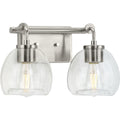 PROGRESS LIGHTING P300346-009 Brushed Nickel Caisson Collection Two-Light Brushed Nickel Clear Glass Urban Industrial Bath Vanity Light