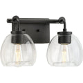 PROGRESS LIGHTING P300346-143 Graphite Caisson Collection Two-Light Graphite Clear Glass Urban Industrial Bath Vanity Light