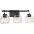 PROGRESS LIGHTING P300347-143 Graphite Caisson Collection Three-Light Graphite Clear Glass Urban Industrial Bath Vanity Light