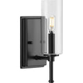 PROGRESS LIGHTING P300356-31M Matte Black Elara Collection One-Light New Traditional Matte Black Clear Glass Bath Vanity Light
