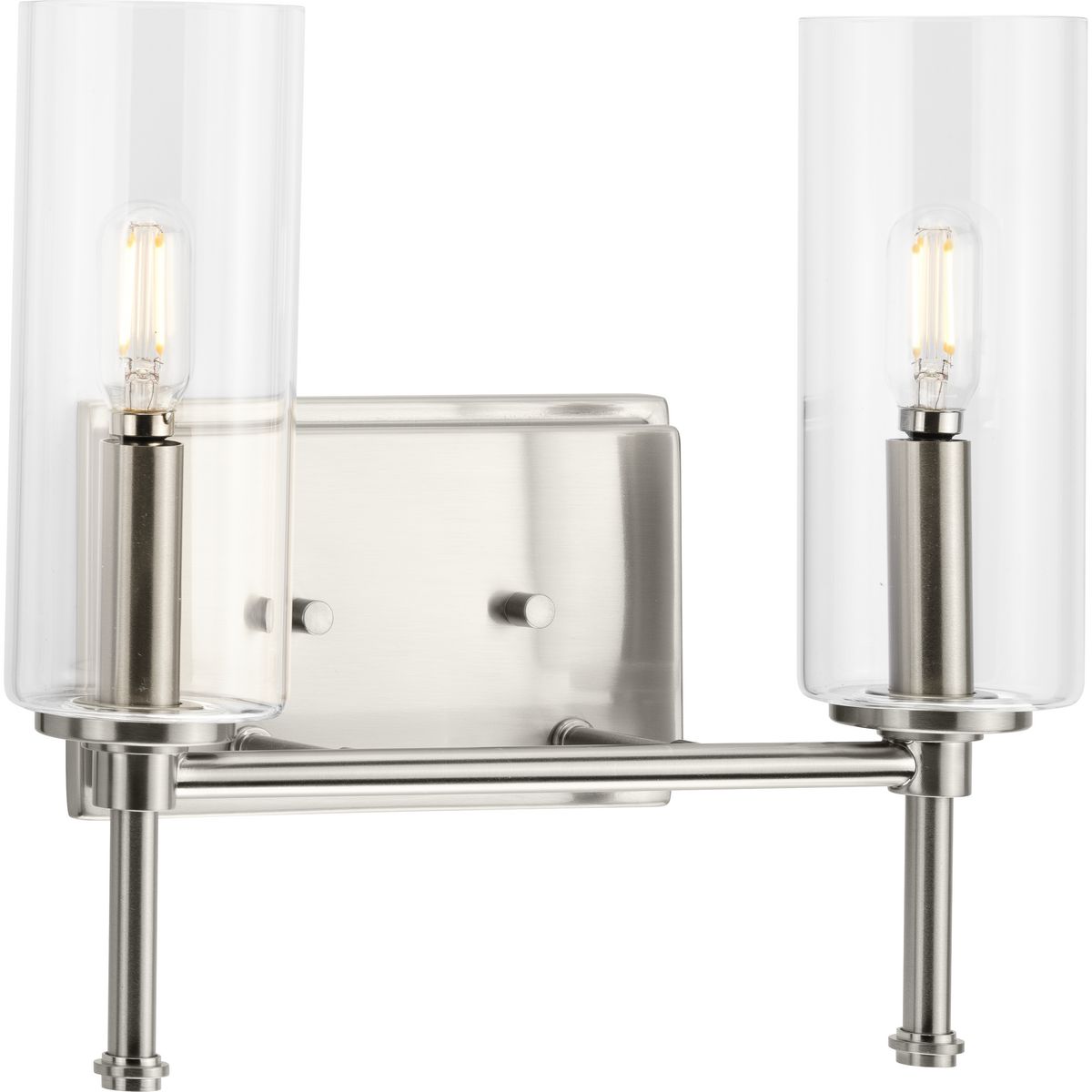 PROGRESS LIGHTING P300357-009 Brushed Nickel Elara Collection Two-Light New Traditional Brushed Nickel Clear Glass Bath Vanity Light