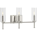 PROGRESS LIGHTING P300358-009 Brushed Nickel Elara Collection Three-Light Brushed Nickel Clear Glass New Traditional Bath Vanity Light
