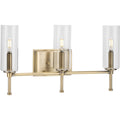 PROGRESS LIGHTING P300358-163 Vintage Brass Elara Collection Three-Light Vintage Brass Clear Glass New Traditional Bath Vanity Light