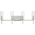 PROGRESS LIGHTING P300359-009 Brushed Nickel Elara Collection Four-Light New Traditional Brushed Nickel Clear Glass Bath Vanity Light