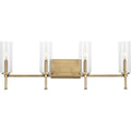 PROGRESS LIGHTING P300359-163 Vintage Brass Elara Collection Four-Light New Traditional Vintage Brass Clear Glass Bath Vanity Light