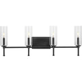 PROGRESS LIGHTING P300359-31M Matte Black Elara Collection Four-Light New Traditional Matte Black Clear Glass Bath Vanity Light
