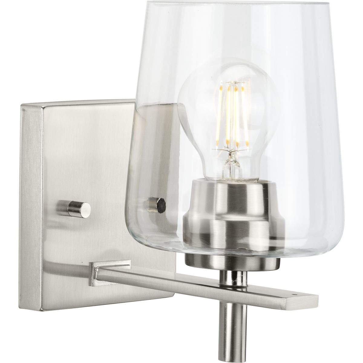 PROGRESS LIGHTING P300360-009 Brushed Nickel Calais Collection One-Light New Traditional Brushed Nickel Clear Glass Bath Vanity Light