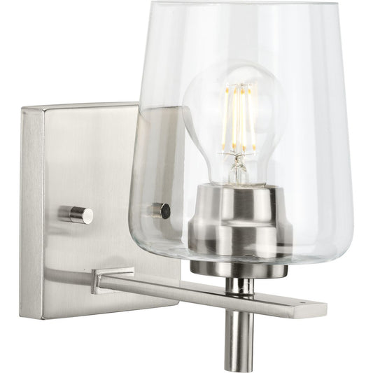 PROGRESS LIGHTING P300360-009 Brushed Nickel Calais Collection One-Light New Traditional Brushed Nickel Clear Glass Bath Vanity Light