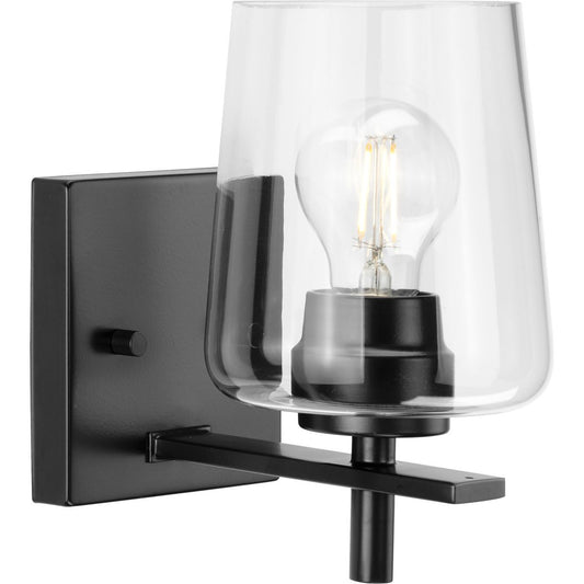 PROGRESS LIGHTING P300360-31M Matte Black Calais Collection One-Light New Traditional Matte Black Clear Glass Bath Vanity Light