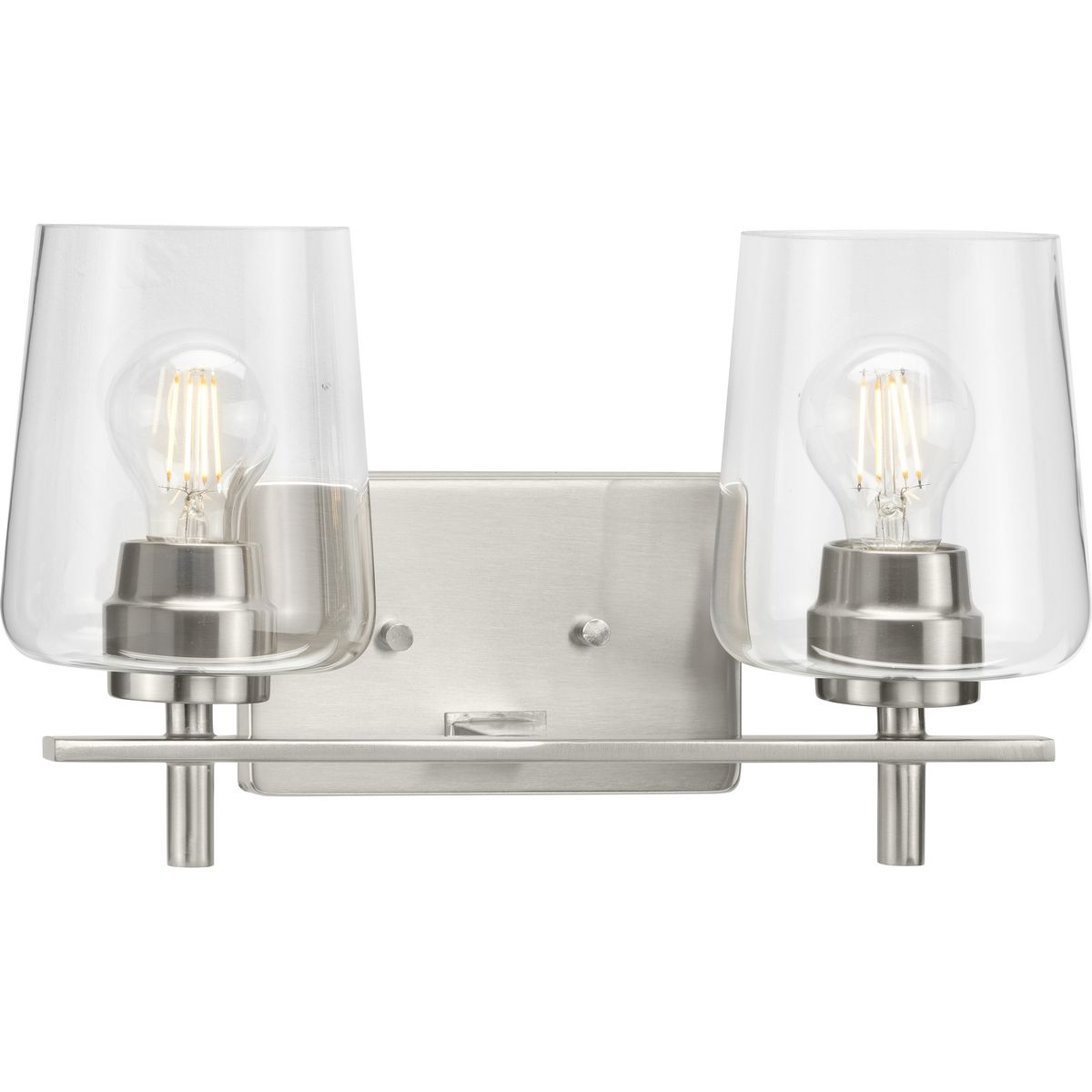 PROGRESS LIGHTING P300361-009 Brushed Nickel Calais Collection Two-Light New Traditional Brushed Nickel Clear Glass Bath Vanity Light