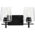 PROGRESS LIGHTING P300361-31M Matte Black Calais Collection Two-Light New Traditional Matte Black Clear Glass Bath Vanity Light