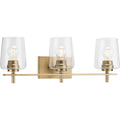 PROGRESS LIGHTING P300362-163 Vintage Brass Calais Collection Three-Light Vintage Brass Clear Glass New Traditional Bath Vanity Light
