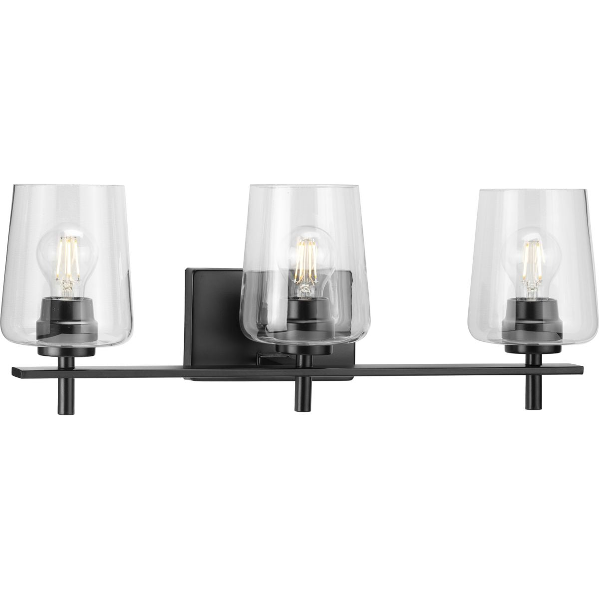 PROGRESS LIGHTING P300362-31M Matte Black Calais Collection Three-Light Matte Black Clear Glass New Traditional Bath Vanity Light