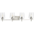 PROGRESS LIGHTING P300363-009 Brushed Nickel Calais Collection Four-Light New Traditional Brushed Nickel Clear Glass Bath Vanity Light