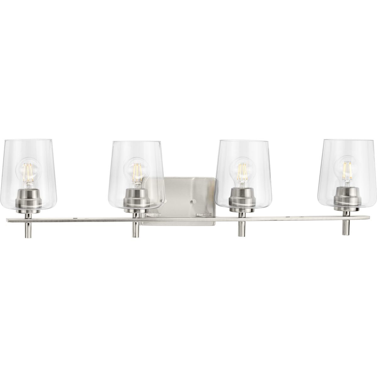 PROGRESS LIGHTING P300363-009 Brushed Nickel Calais Collection Four-Light New Traditional Brushed Nickel Clear Glass Bath Vanity Light