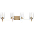 PROGRESS LIGHTING P300363-163 Vintage Brass Calais Collection Four-Light New Traditional Vintage Brass Clear Glass Bath Vanity Light