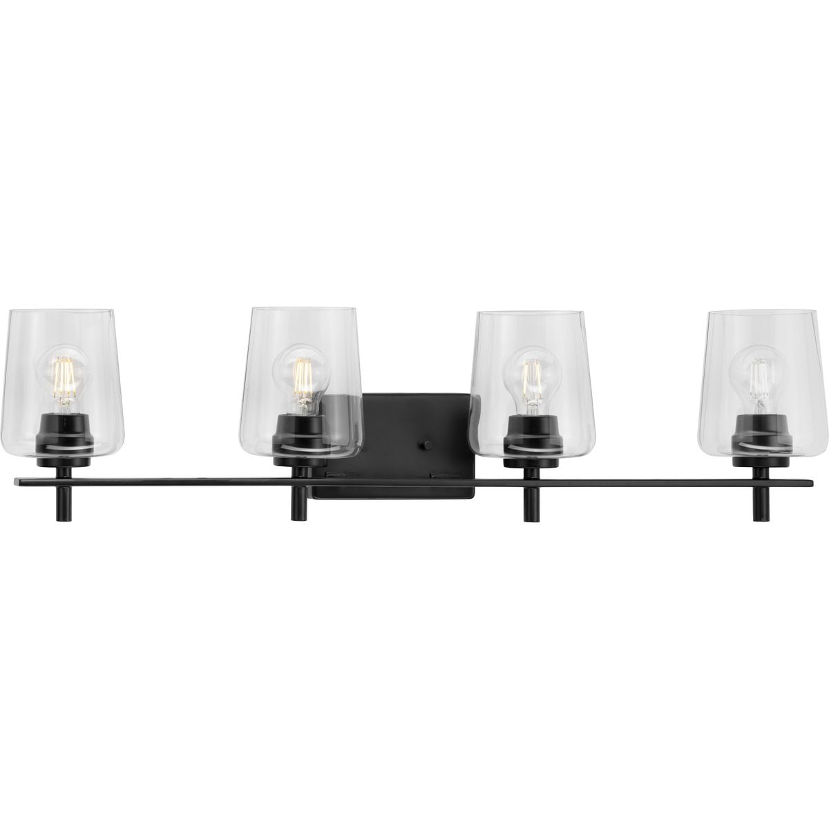 PROGRESS LIGHTING P300363-31M Matte Black Calais Collection Four-Light New Traditional Matte Black Clear Glass Bath Vanity Light