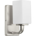 PROGRESS LIGHTING P300368-009 Brushed Nickel Cowan Collection One-Light Modern Brushed Nickel Etched Opal Glass Bath Vanity Light