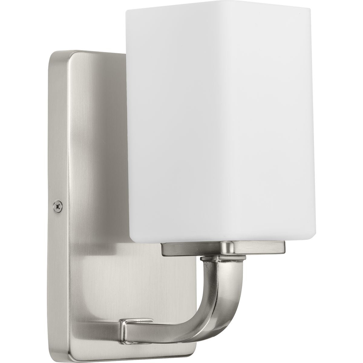 PROGRESS LIGHTING P300368-009 Brushed Nickel Cowan Collection One-Light Modern Brushed Nickel Etched Opal Glass Bath Vanity Light