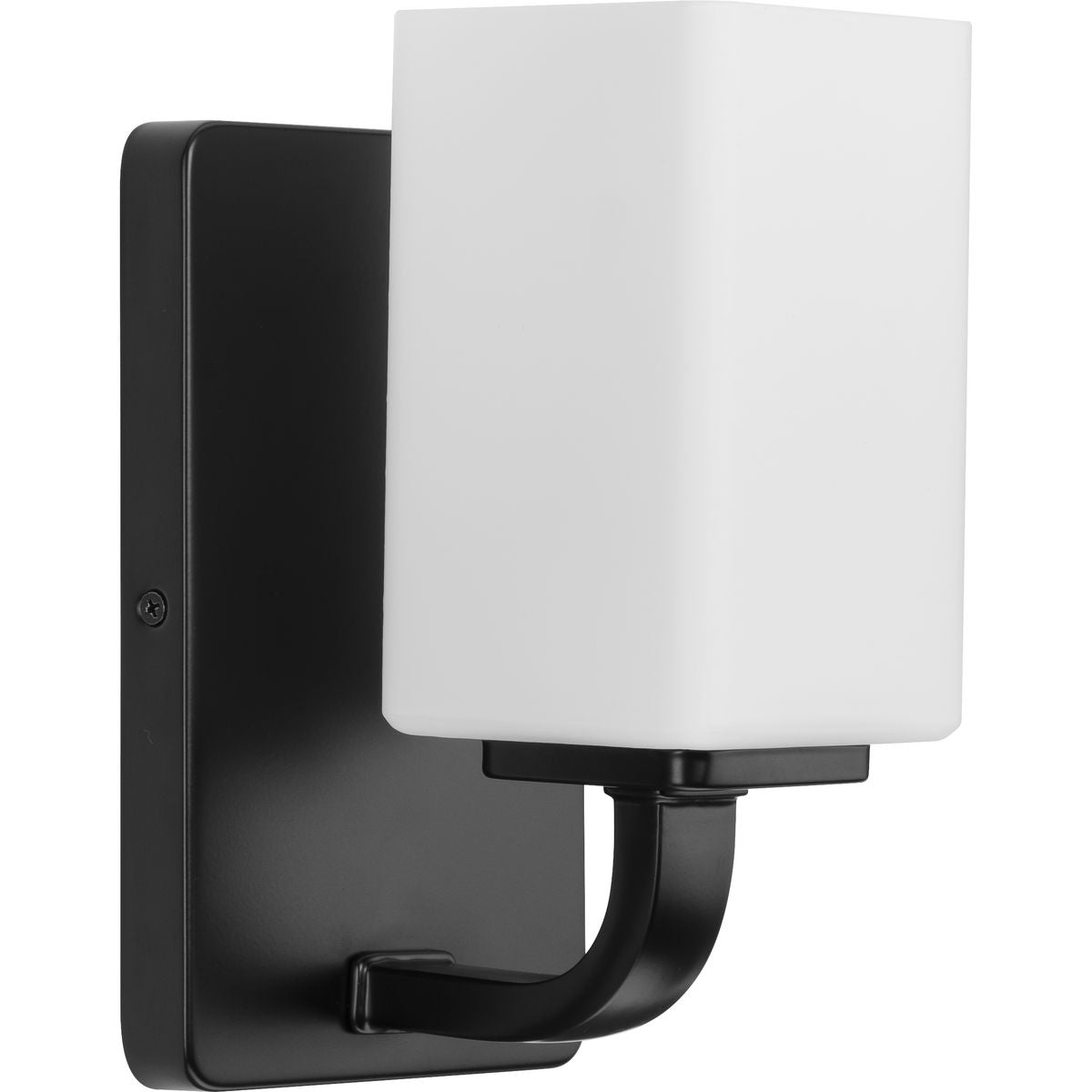 PROGRESS LIGHTING P300368-31M Matte Black Cowan Collection One-Light Modern Matte Black Etched Opal Glass Bath Vanity Light