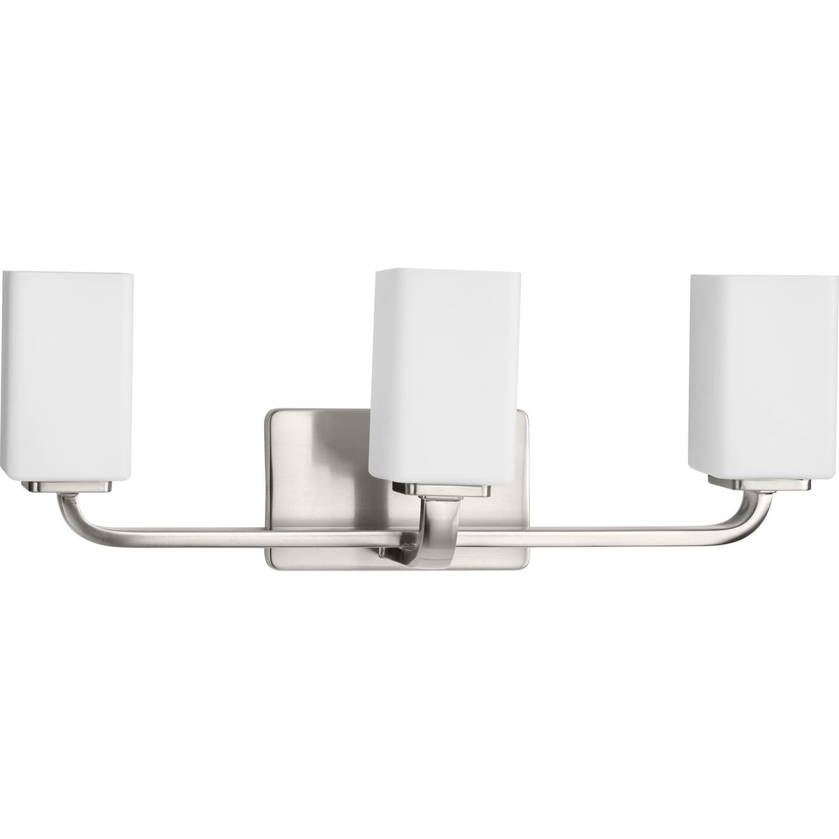 PROGRESS LIGHTING P300370-009 Brushed Nickel Cowan Collection Three-Light Modern Brushed Nickel Etched Opal Glass Bath Vanity Light