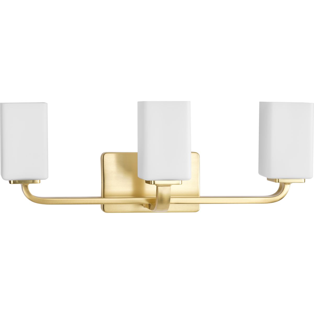 PROGRESS LIGHTING P300370-012 Satin Brass Cowan Collection Three-Light Modern Satin Brass Etched Opal Glass Bath Vanity Light