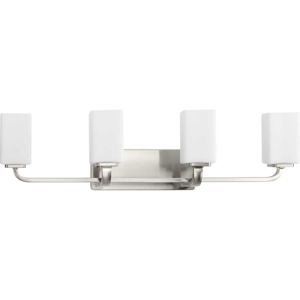 PROGRESS LIGHTING P300371-009 Brushed Nickel Cowan Collection Four-Light Modern Brushed Nickel Etched Opal Glass Bath Vanity Light