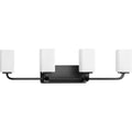 PROGRESS LIGHTING P300371-31M Matte Black Cowan Collection Four-Light Modern Matte Black Etched Opal Glass Bath Vanity Light