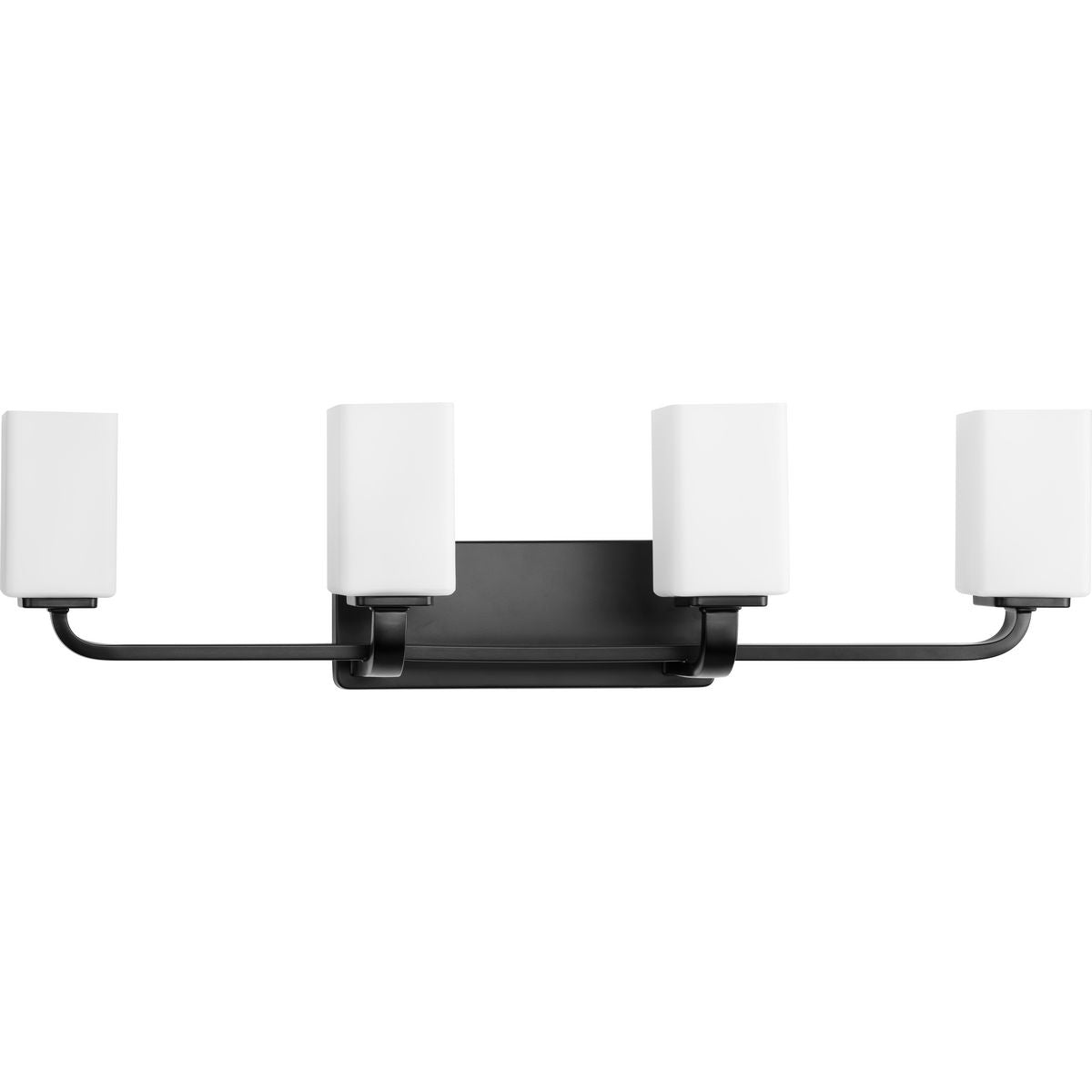 PROGRESS LIGHTING P300371-31M Matte Black Cowan Collection Four-Light Modern Matte Black Etched Opal Glass Bath Vanity Light