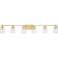 PROGRESS LIGHTING P300372-012 Satin Brass Adley Collection Six-Light New Traditional Satin Brass Clear Glass Bath Vanity Light