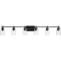 PROGRESS LIGHTING P300372-031 Matte Black Adley Collection Six-Light New Traditional Matte Black Clear Glass Bath Vanity Light