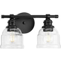 PROGRESS LIGHTING P300374-31M Matte Black Ambrose Collection Two-Light Farmhouse Matte Black Clear Glass Bath Vanity Light
