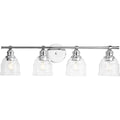 PROGRESS LIGHTING P300376-015 Polished Chrome Ambrose Collection Four-Light Farmhouse Polished Chrome Clear Glass Bath Vanity Light