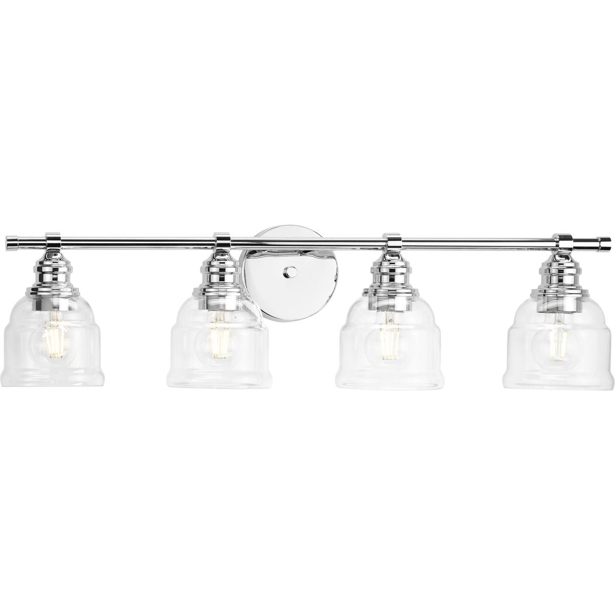 PROGRESS LIGHTING P300376-015 Polished Chrome Ambrose Collection Four-Light Farmhouse Polished Chrome Clear Glass Bath Vanity Light