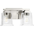 PROGRESS LIGHTING P300378-009 Brushed Nickel Gilmour Collection Two-Light Modern Farmhouse Brushed Nickel Clear Glass Bath Vanity Light