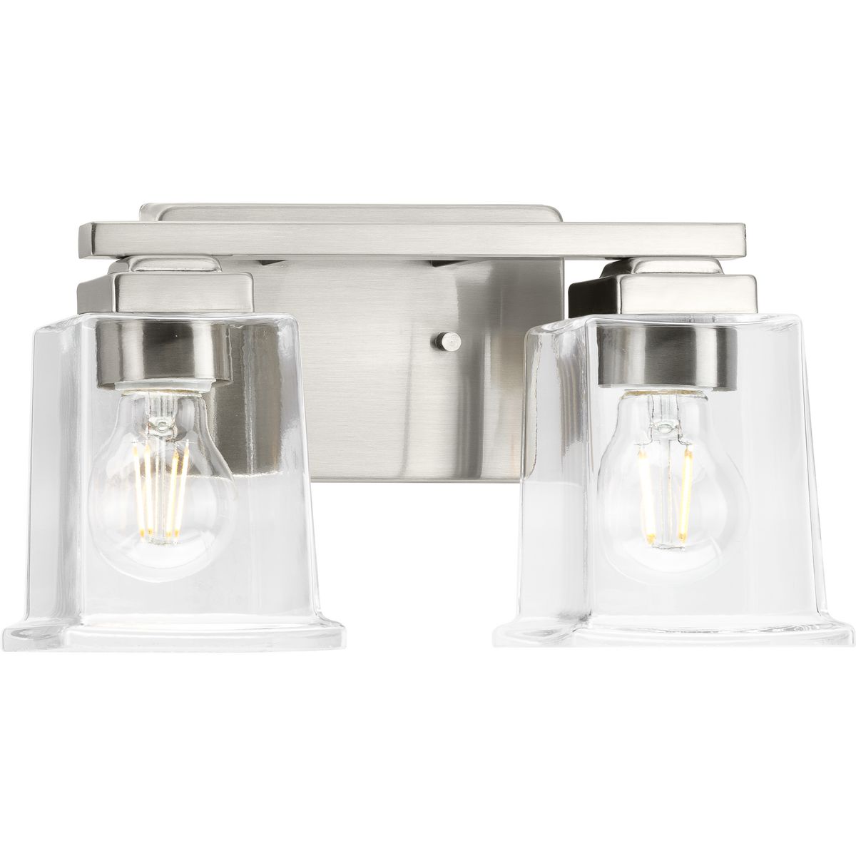 PROGRESS LIGHTING P300378-009 Brushed Nickel Gilmour Collection Two-Light Modern Farmhouse Brushed Nickel Clear Glass Bath Vanity Light