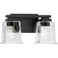 PROGRESS LIGHTING P300378-31M Matte Black Gilmour Collection Two-Light Modern Farmhouse Matte Black Clear Glass Bath Vanity Light