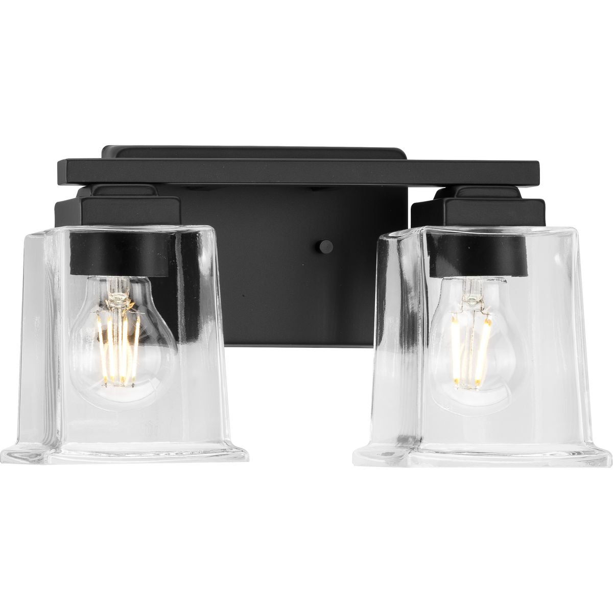 PROGRESS LIGHTING P300378-31M Matte Black Gilmour Collection Two-Light Modern Farmhouse Matte Black Clear Glass Bath Vanity Light