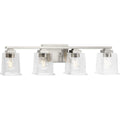 PROGRESS LIGHTING P300380-009 Brushed Nickel Gilmour Collection Four-Light Modern Farmhouse Brushed Nickel Clear Glass Bath Vanity Light