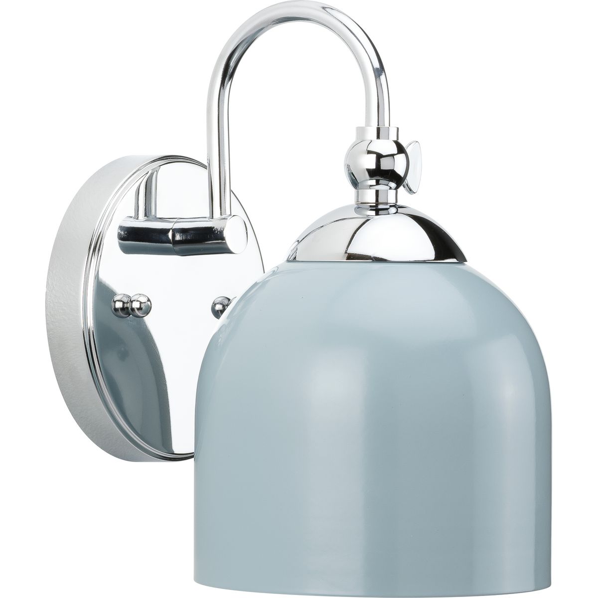 PROGRESS LIGHTING P300381-015 Polished Chrome Dalton Collection One-Light Farmhouse Polished Chrome Metal Shade Bath Vanity Light