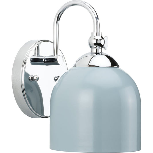PROGRESS LIGHTING P300381-015 Polished Chrome Dalton Collection One-Light Farmhouse Polished Chrome Metal Shade Bath Vanity Light