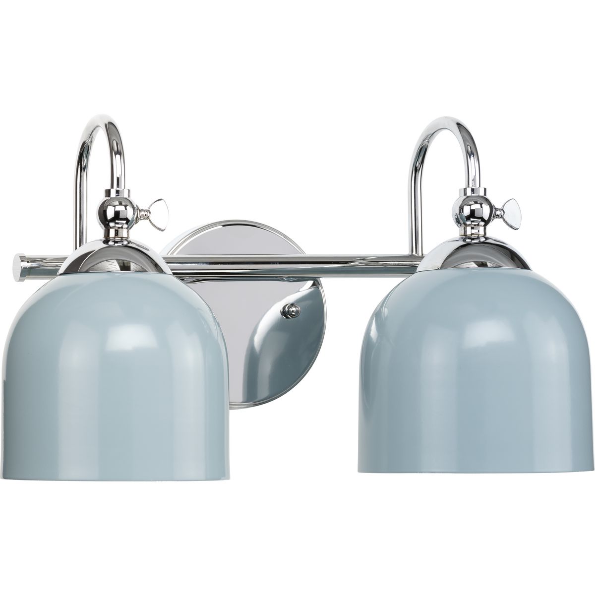 PROGRESS LIGHTING P300382-015 Polished Chrome Dalton Collection Two-Light Farmhouse Polished Chrome Metal Shade Bath Vanity Light