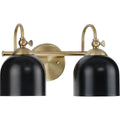 PROGRESS LIGHTING P300382-163 Vintage Brass Dalton Collection Two-Light Farmhouse Vintage Brass Metal Shade Bath Vanity Light