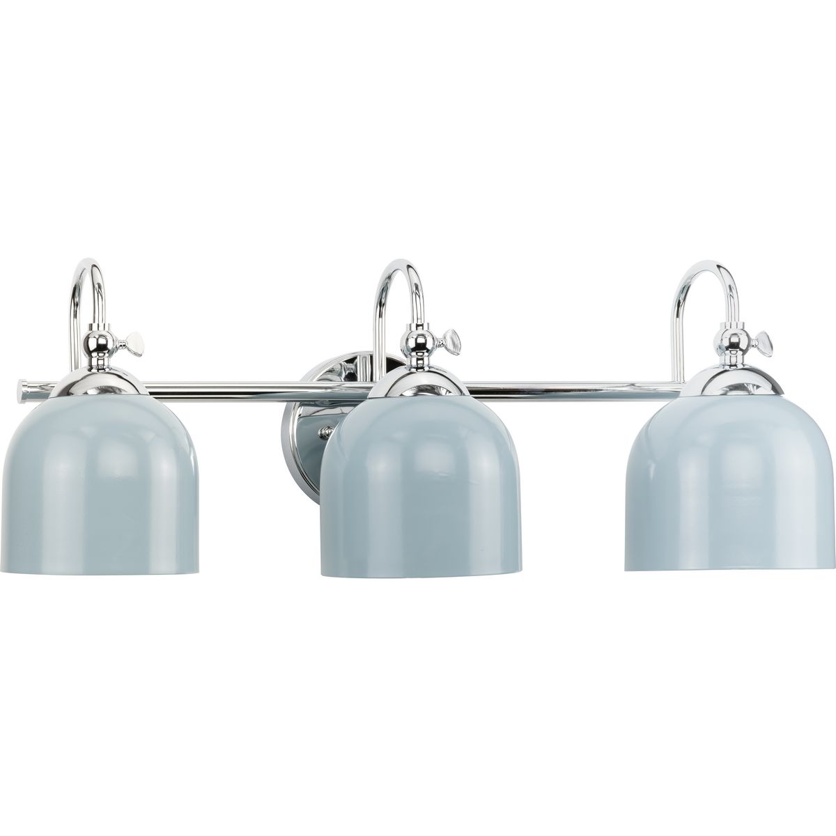 PROGRESS LIGHTING P300383-015 Polished Chrome Dalton Collection Three-Light Farmhouse Polished Chrome Metal Shade Bath Vanity Light